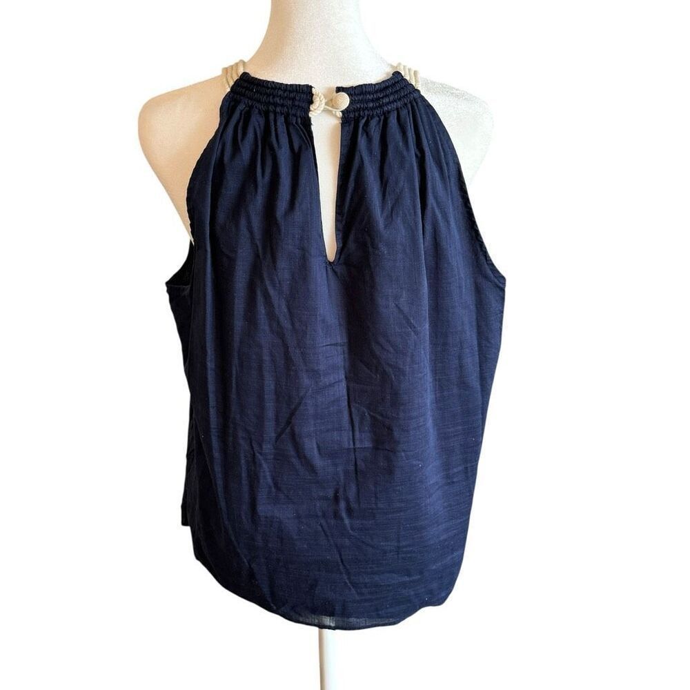 JCrew Factory navy nautical rope tank top size small 100% cotton - Picture 3 of 5